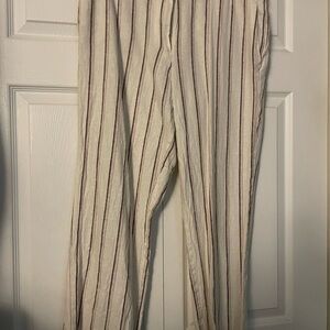 Rachel Zoe Cream and Brown Striped Chinos